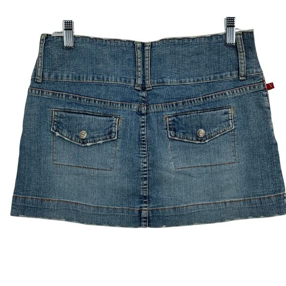 YMI Micro Mini Y2K Skirt SZ 13 Blue Women's VTG Distressed Streetwear Gyaru NEW - Picture 3 of 9